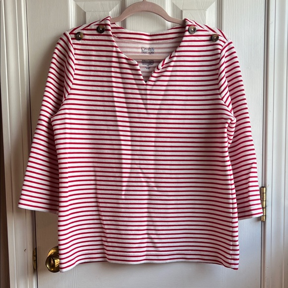 croft & barrow Tops - Croft & Barrow Red and White Striped Top